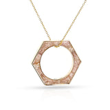 Hexagonal-Cut Strawberry Quartz Convertible Ring and Pendant, 18k