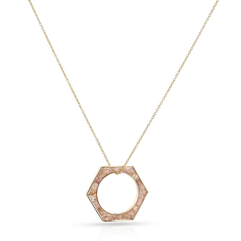 Hexagonal-Cut Strawberry Quartz Convertible Ring and Pendant, 18k