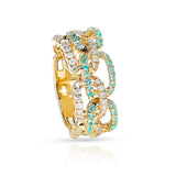 Brazilian Paraiba and Diamond Rope-Link Ring, 18k