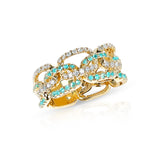 Brazilian Paraiba and Diamond Rope-Link Ring, 18k