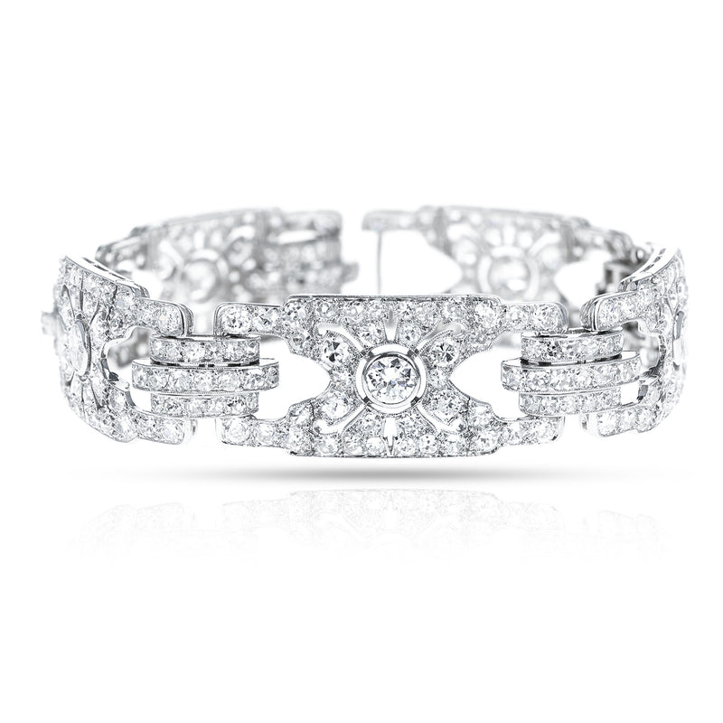 Retro Inspired Round Cut White Diamonds 10.21 Carat Link Platinum Brac –  MaxJewelryInc