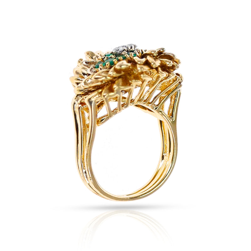 Tiffany & Co. Emerald and Diamond Gold Cocktail Ring
