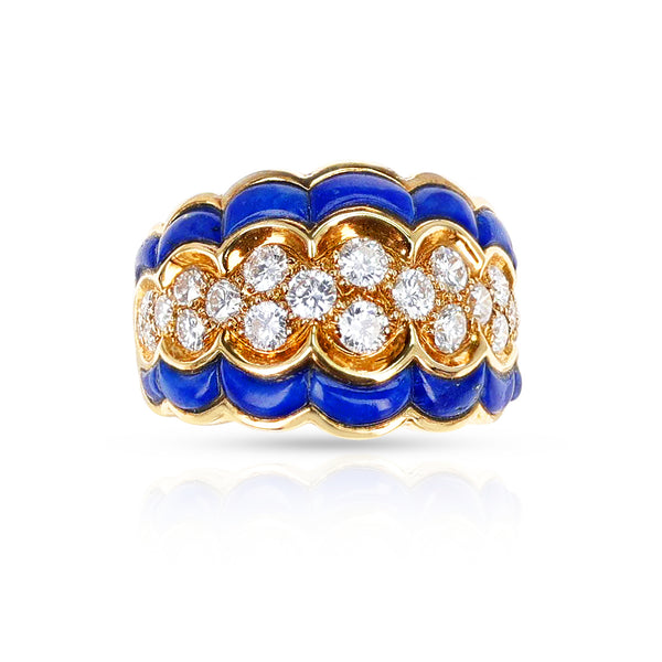 French Van Cleef & Arpels Lapis and Diamond Ring, 18k