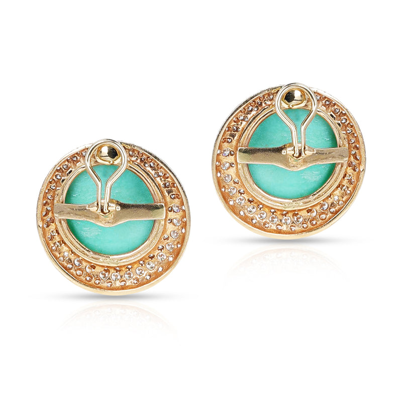 GIA Certified Natural Turquoise Earrings with Diamonds