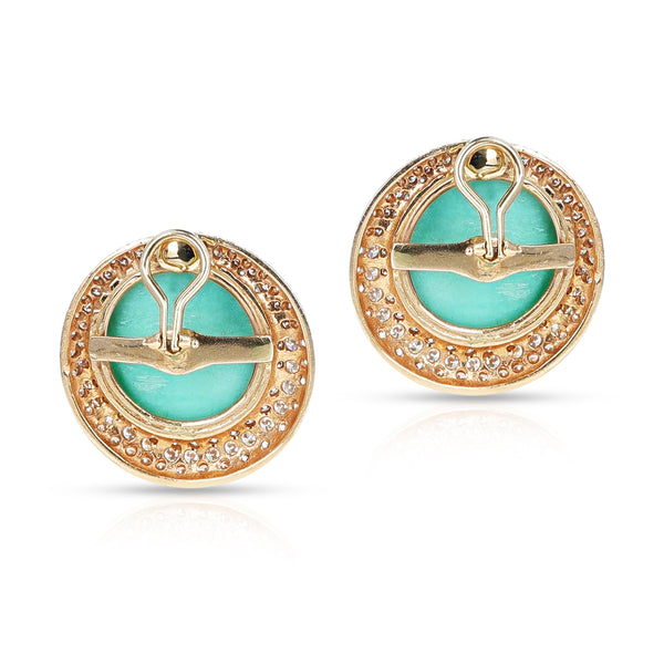 GIA Certified Natural Turquoise Earrings with Diamonds