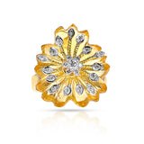 Citrine Carved Floral Ring with 18k Gold and Diamonds