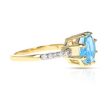 Octagonal Shape Gemstone with Diamonds Ring, 18K Yellow Gold