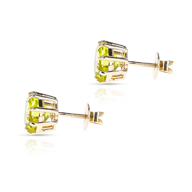 Octagonal Lemon Topaz Screw-Back Stud Earrings Made in 14 Karat Yellow Gold