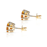 Octagonal Citrine Screw-Back Stud Earrings Made in 14 Karat Yellow Gold