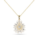 Moonstone Carved Floral Pendant with 14k Gold and Diamonds
