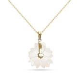 Moonstone Carved Floral Pendant with 14k Gold and Diamonds