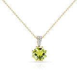 Octagonal Gemstone with Diamond Pendant, 14k