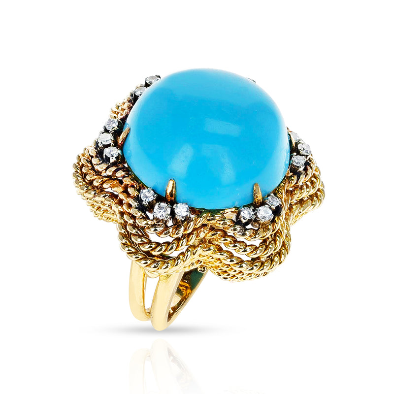 Turquoise and Diamond Cocktail Ring, 18k