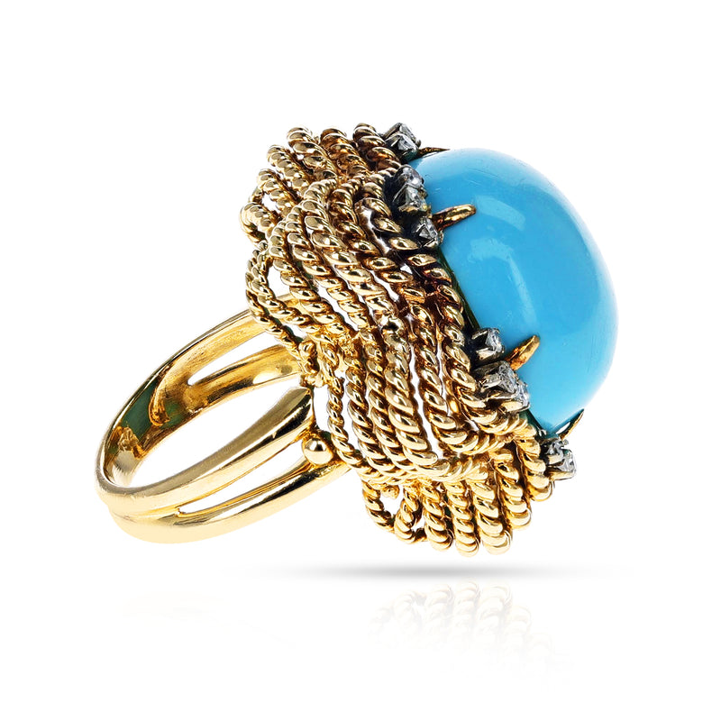 Turquoise and Diamond Cocktail Ring, 18k