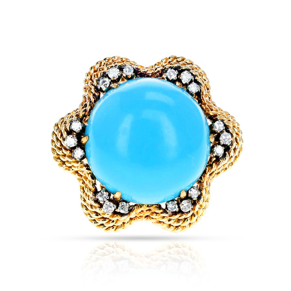 Turquoise and Diamond Cocktail Ring, 18k