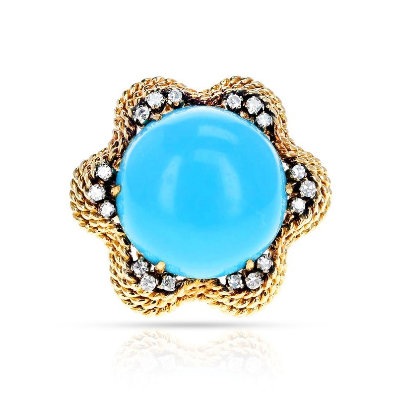 Turquoise and Diamond Cocktail Ring, 18k