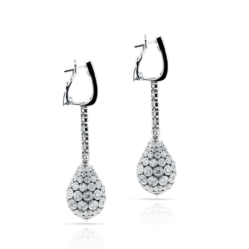 French Cartier Diamond Dangling Drop Earrings, 18k