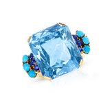 25 ct. Aquamarine, Sapphire and Turquoise Cocktail Ring, 18k