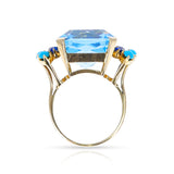 25 ct. Aquamarine, Sapphire and Turquoise Cocktail Ring, 18k