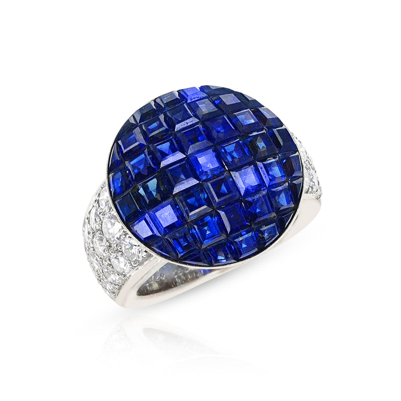 Van Cleef & Arpels Mysery Set Sapphire Ring with Diamonds, 18k