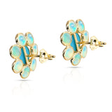 Opal and Turquoise Floral Earrings, 18k Yellow Gold