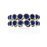 Round Cabochon Blue Sapphire Double Layer Band, 18K Yellow Gold