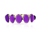 Purple Amethyst Oval Cabochon Band,18K Yellow Gold