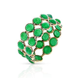 Round Emerald Double Band, 18K Yellow Gold