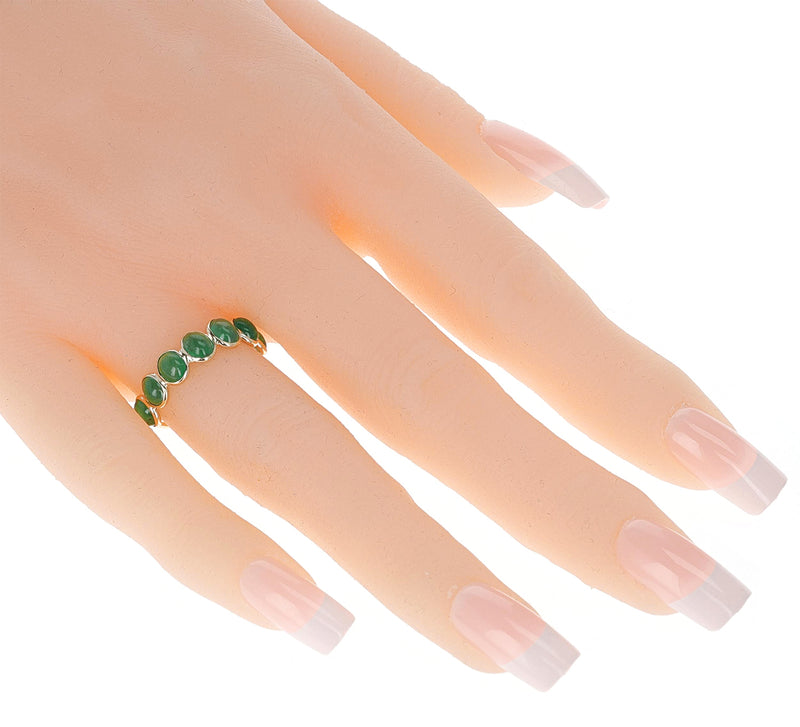 Oval 7 Emerald Cabochon Band, 18K Yellow Gold