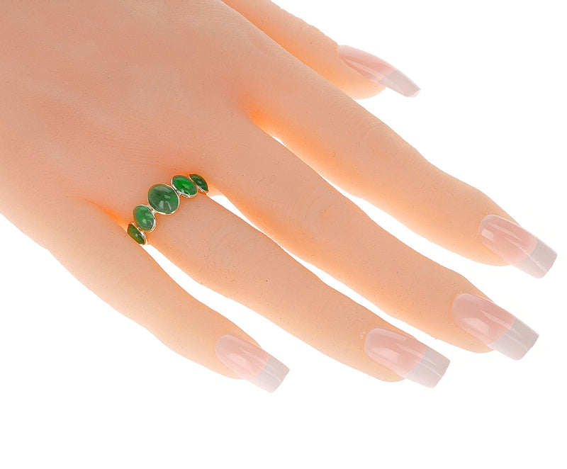 Oval 5 Emerald Cabochon Band, 18K Yellow Gold