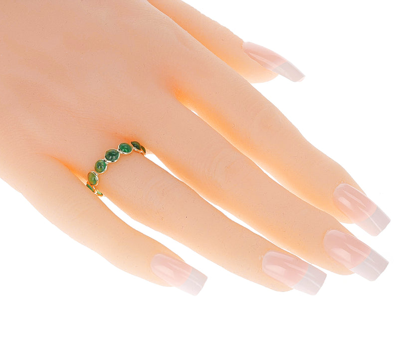 Emerald Cabochon Single Band, Yellow Gold