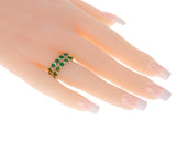 Purple Amethyst Round Cabochon Double Line Band, Yellow Gold