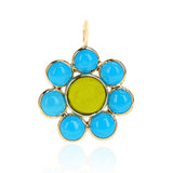 Turquoise & Tourmaline Floral Pendant, 18K