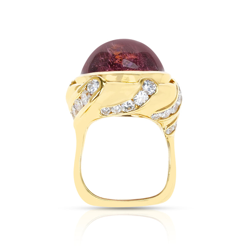 29.63 ct. Tourmaline Cabochon and Diamond Cocktail Ring