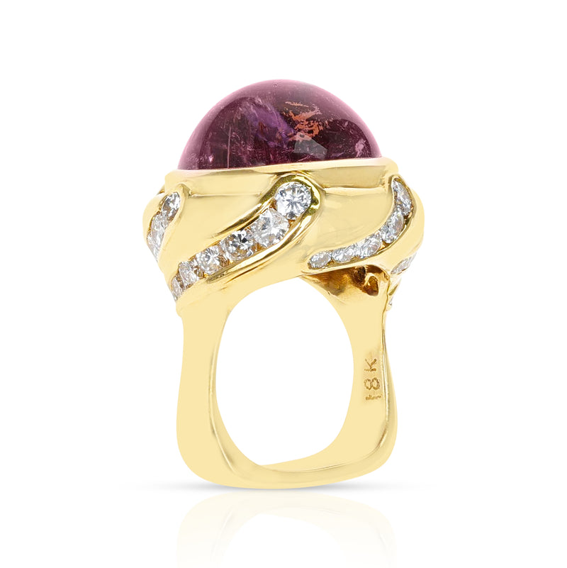 29.63 ct. Tourmaline Cabochon and Diamond Cocktail Ring