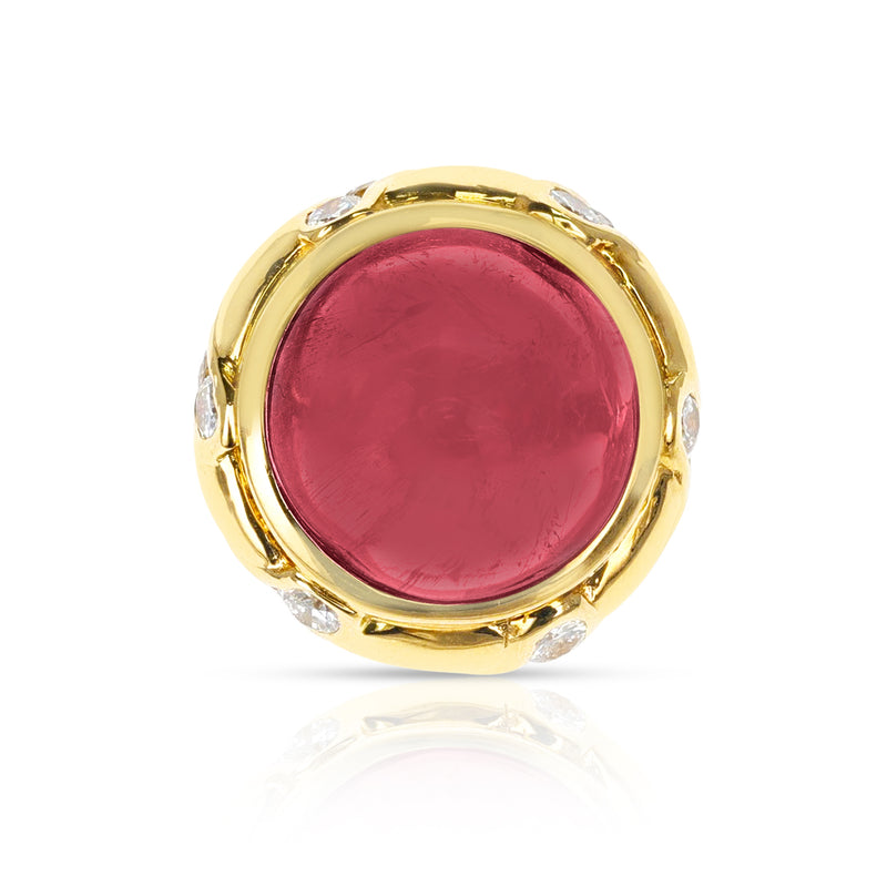 29.63 ct. Tourmaline Cabochon and Diamond Cocktail Ring