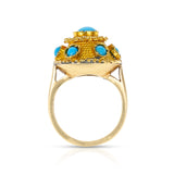 Turquoise Cabochon and Gold Ring, Part of Set
