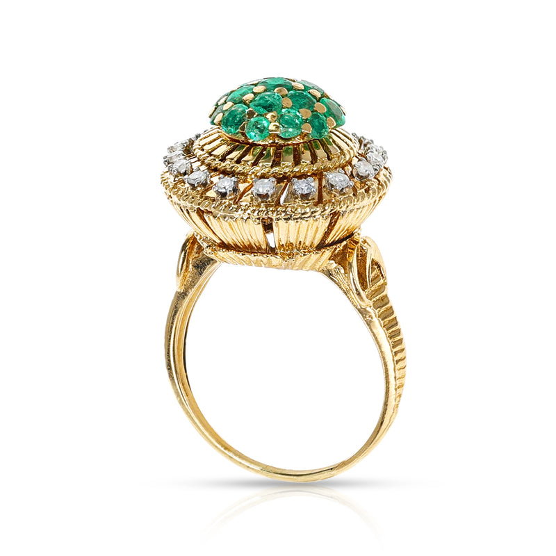 Interchangeable Emerald and Ruby Ring with Diamonds, 18K