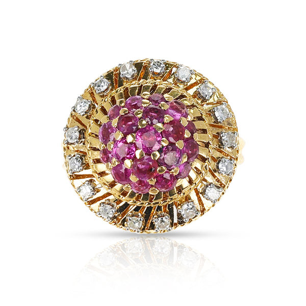 Interchangeable Emerald and Ruby Ring with Diamonds, 18K