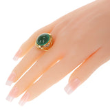 19.09 ct. Emerald Cabochon Ring with Diamonds, 18K