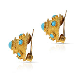 Turquoise Cabochon and Gold Earring, Part of Set