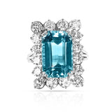 11.50 ct. Emerald-Cut Aquamarine and Diamond Cocktail Ring, 18K