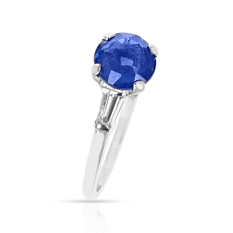 French Cut 4 carat Sapphire Ring, Platinum