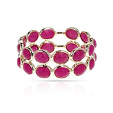 Oval Ruby Cabochon Double Band, 18K Yellow Gold