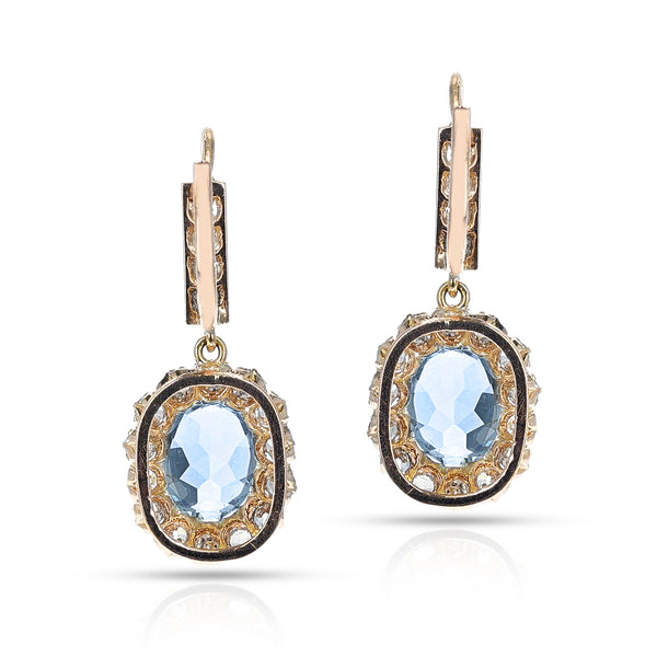 Aquamarine and Diamond Dangle Earrings, 18k