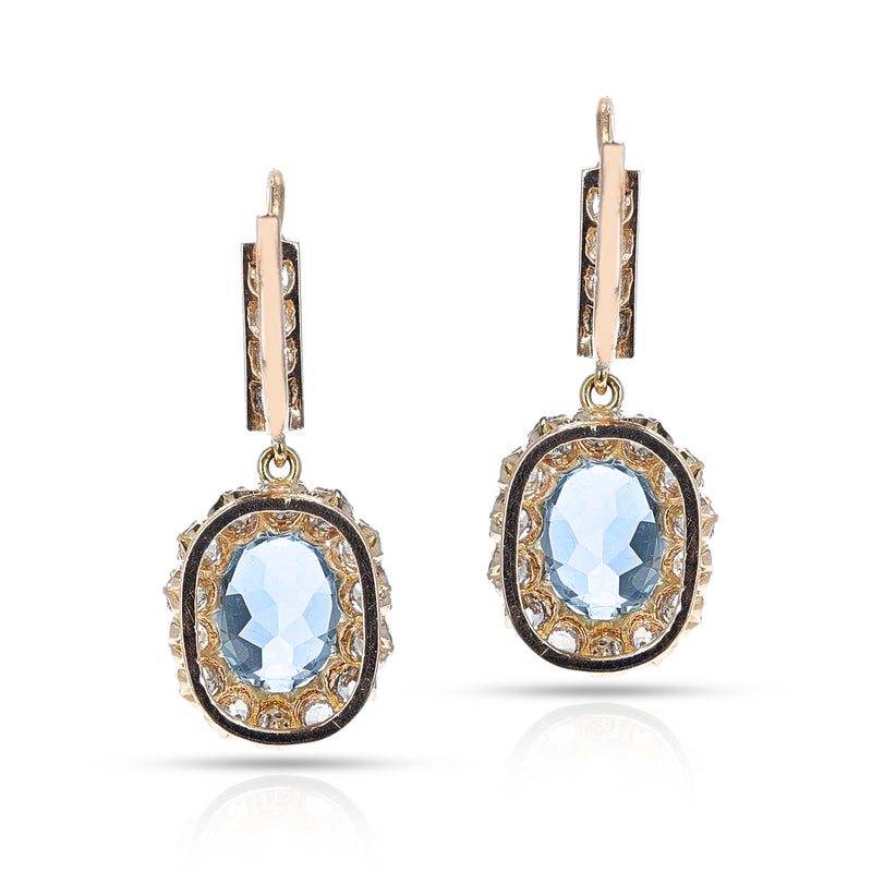 Aquamarine and Diamond Dangle Earrings, 18k