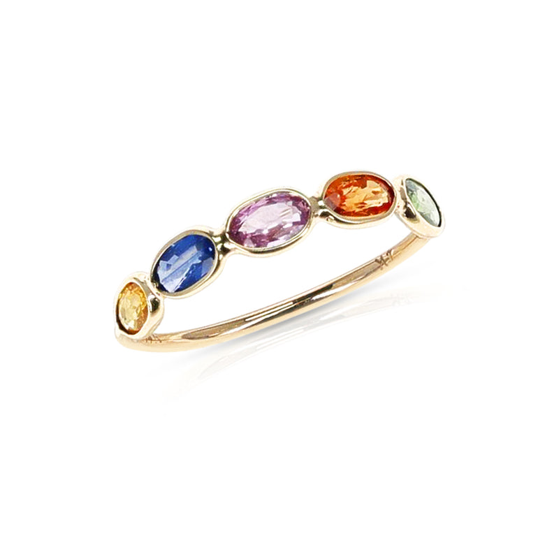 Horizontal Multi Sapphire Half Band, 18K