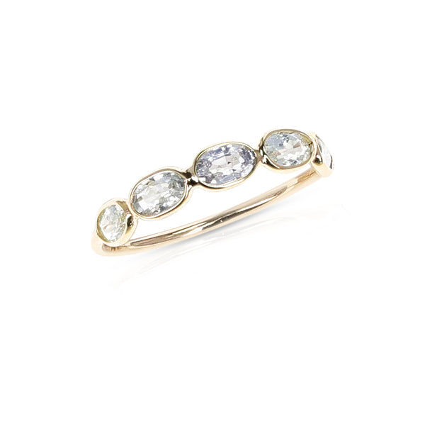 White Sapphire Half Band, 18K