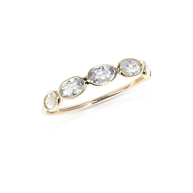 White Sapphire Half Band, 18K