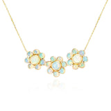 Three Floral Opal Cabochon Necklace, 18K